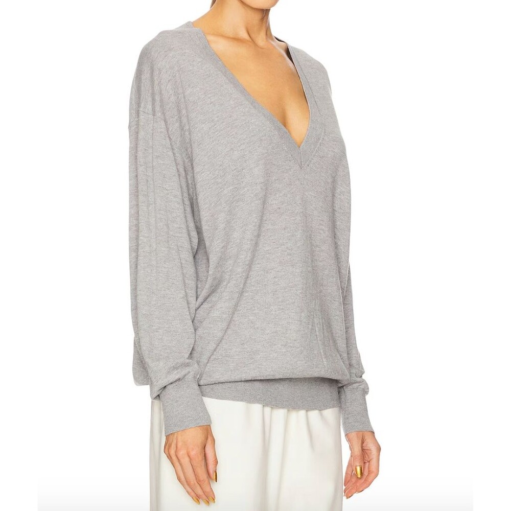 Helsa V-Neck Sweater quintana oversized womens Gray (small) minimalist casual